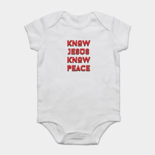 Know Jesus Know Peace | Christian Typography Baby Bodysuit